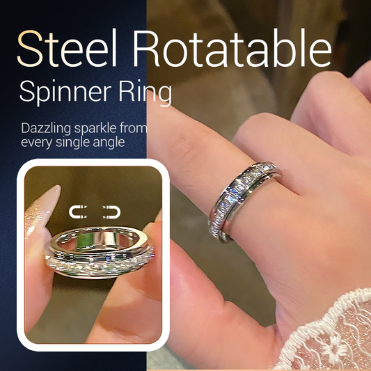 💖Black Friday Mega Deal – 50% off!💖Rotating spinner ring made of titanium steel with zirconia