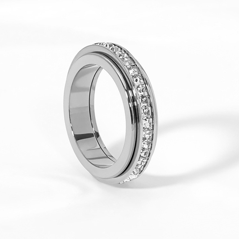 💖Black Friday Mega Deal – 50% off!💖Rotating spinner ring made of titanium steel with zirconia