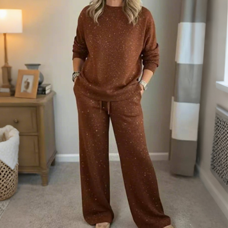 Women's glitter two-piece set: sweater & pants