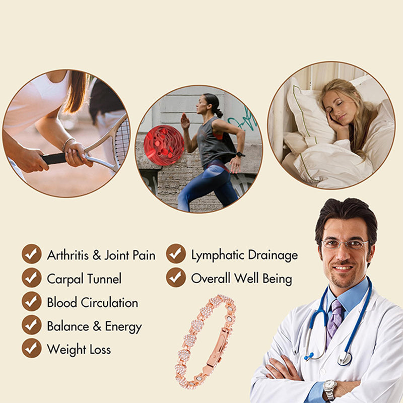 Women's Dazzling Heart-Shaped Magnetic Copper Bracelets