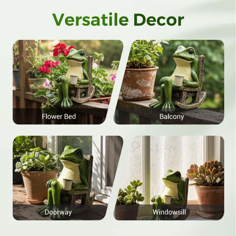 ⏰Solar-powered rocking frog chair ornamen