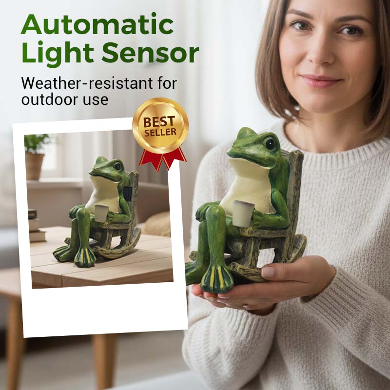 ⏰Solar-powered rocking frog chair ornamen