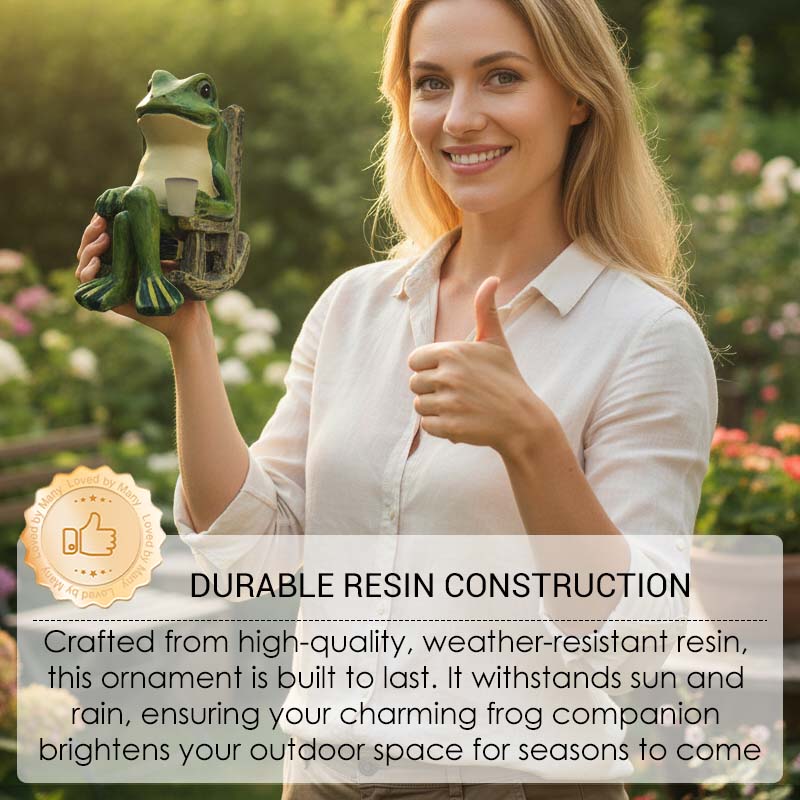 ⏰Solar-powered rocking frog chair ornamen