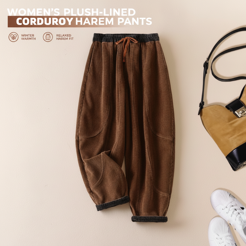 Pantalons bouffants chauds en velours pour femmes avec doublure douce