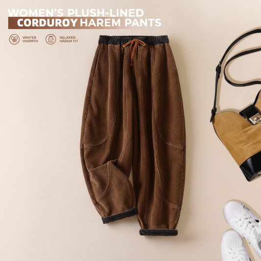 Pantalons bouffants chauds en velours pour femmes avec doublure douce