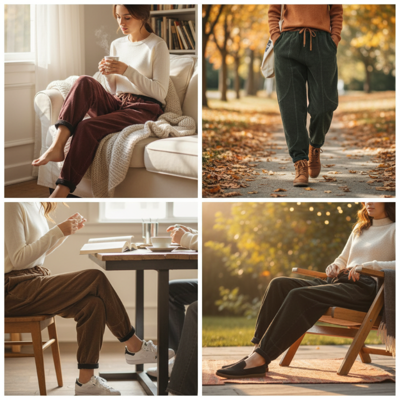 Pantalons bouffants chauds en velours pour femmes avec doublure douce