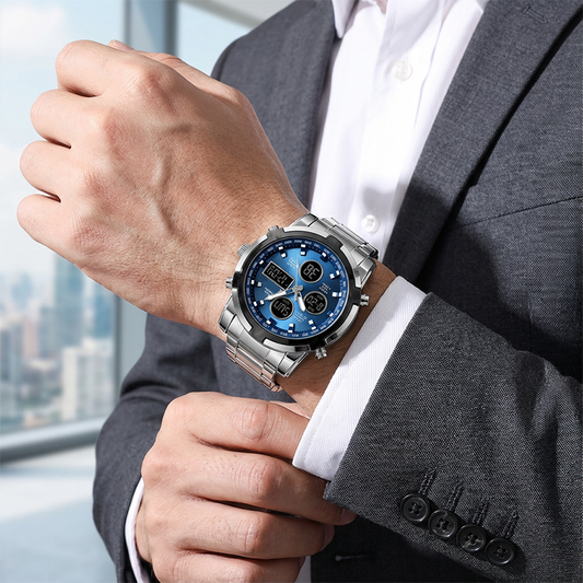 Men's Waterproof Watch - Analog/Digital Display, Rugged and Durable