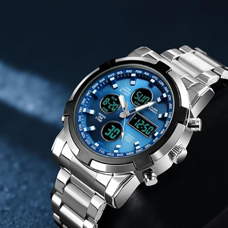 Men's Waterproof Watch - Analog/Digital Display, Rugged and Durable