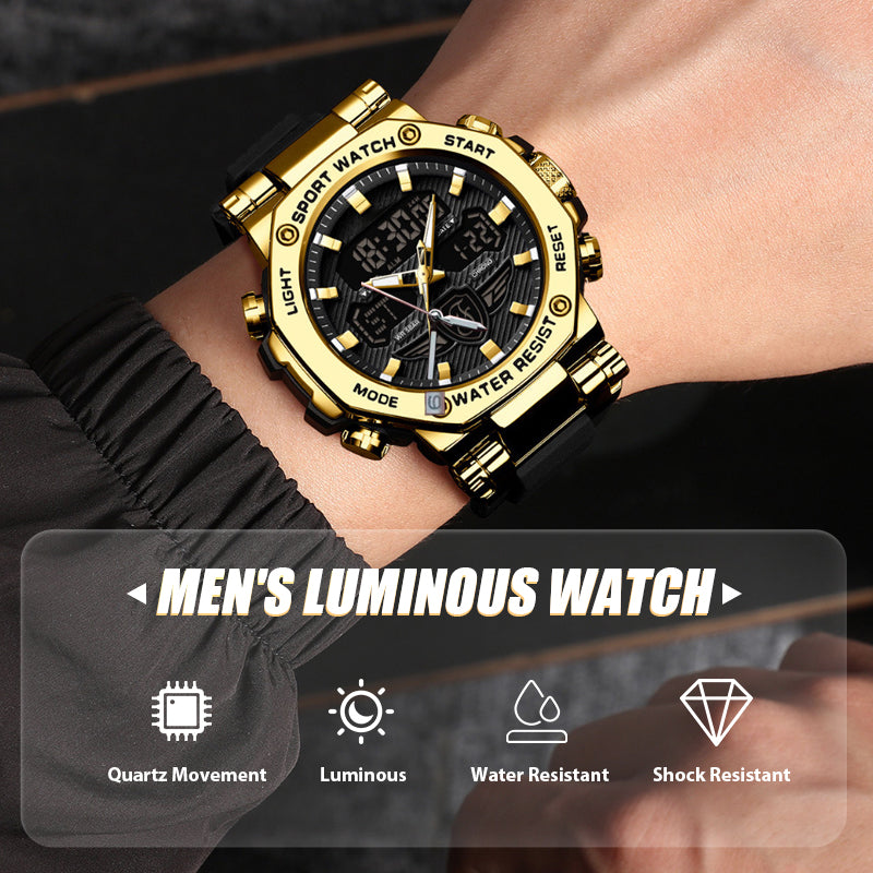 🔥 50% OFF! ⏰ Men's Multifunction Waterproof Luminous Watch – Dual Display, 50M Water Resistance & Glow-in-the-Dark Readability 🌙⌚