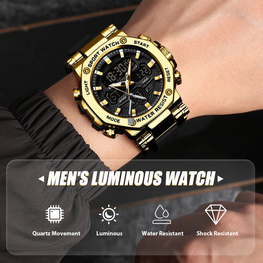 🔥 50% OFF! ⏰ Men's Multifunction Waterproof Luminous Watch – Dual Display, 50M Water Resistance & Glow-in-the-Dark Readability 🌙⌚