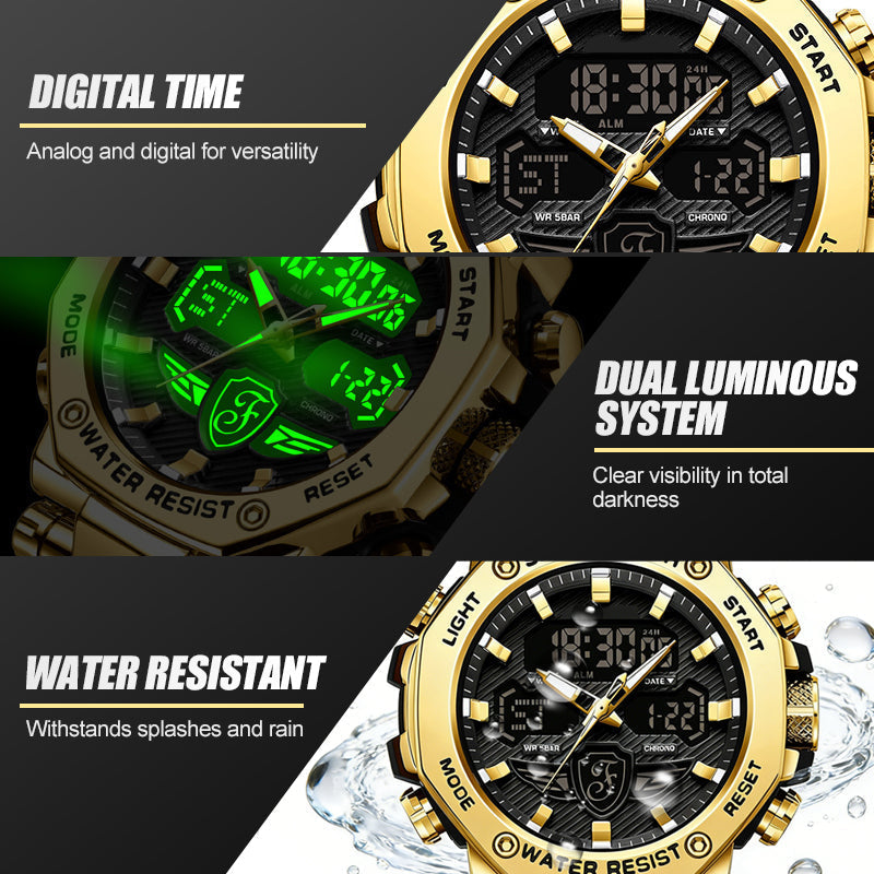 🔥 50% OFF! ⏰ Men's Multifunction Waterproof Luminous Watch – Dual Display, 50M Water Resistance & Glow-in-the-Dark Readability 🌙⌚