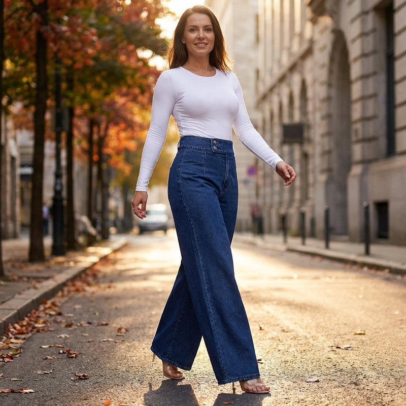 📢📢50 % rabatt!! ⏰Damjeans med hög midja och vida ben