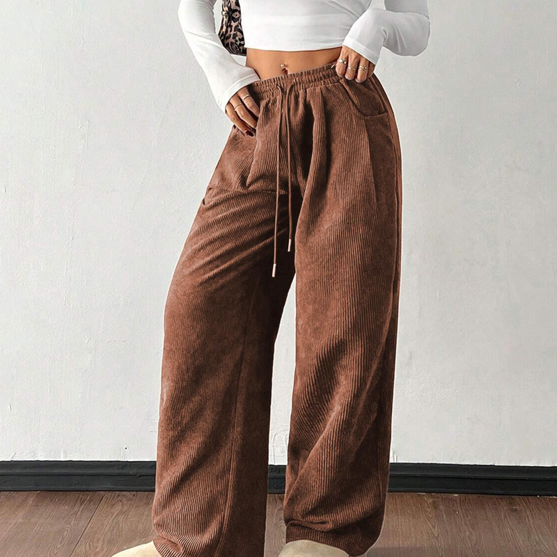 Casual wide-leg corduroy pants for women