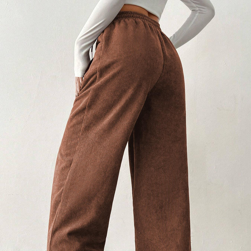 Casual wide-leg corduroy pants for women