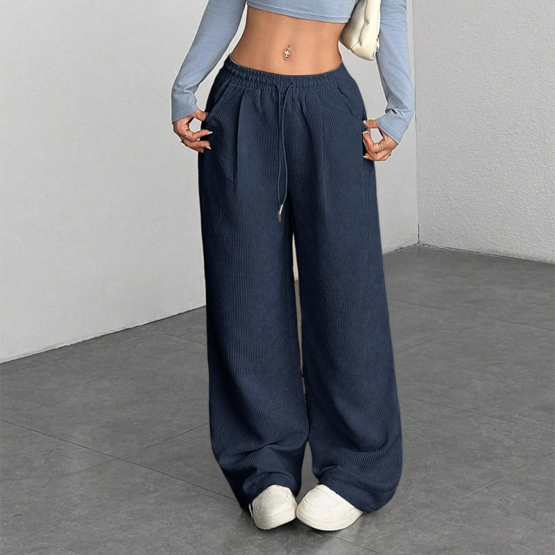 Casual wide-leg corduroy pants for women