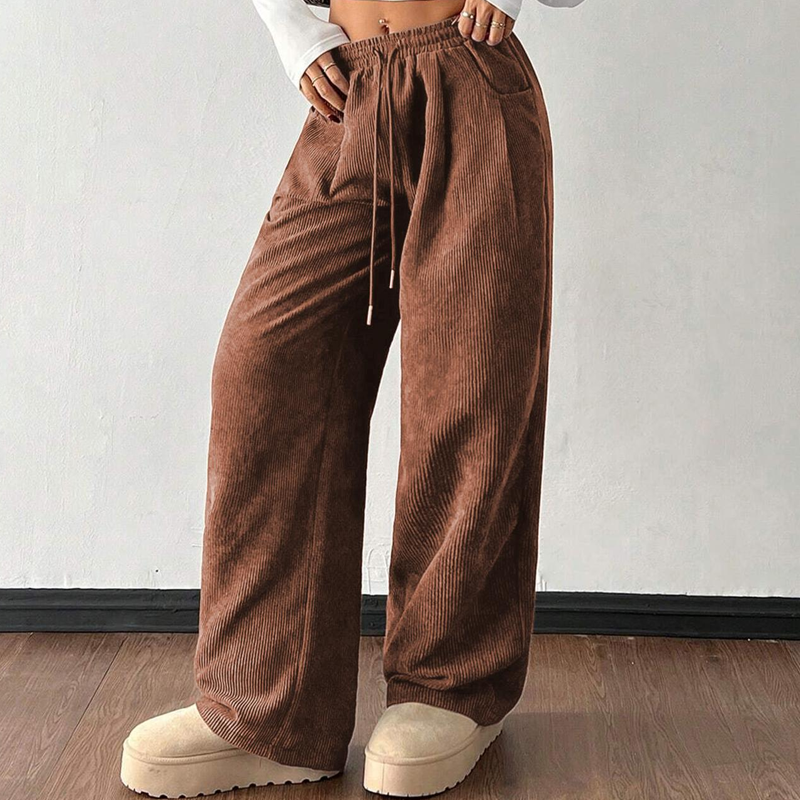Casual wide-leg corduroy pants for women