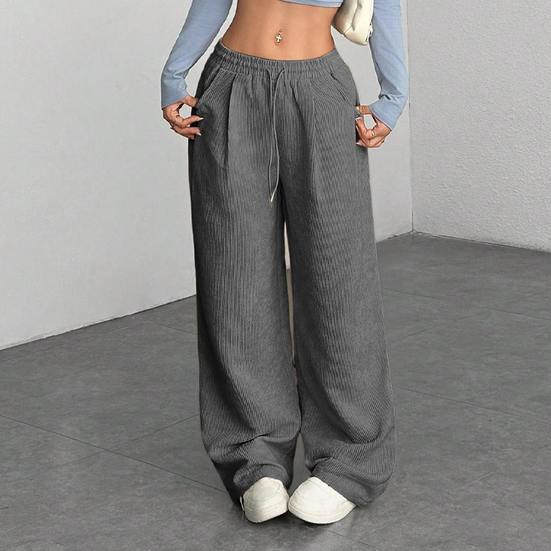 Casual wide-leg corduroy pants for women