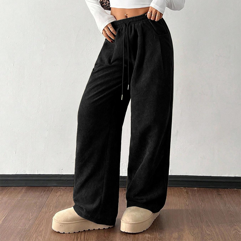 Casual wide-leg corduroy pants for women