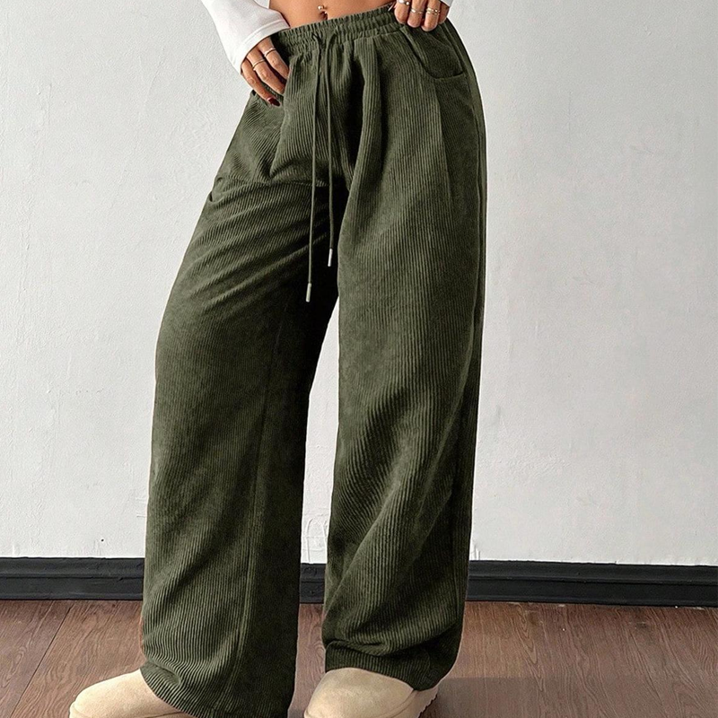 Casual wide-leg corduroy pants for women