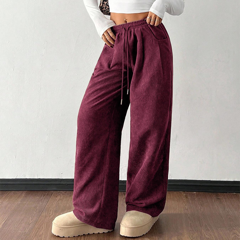 Casual wide-leg corduroy pants for women