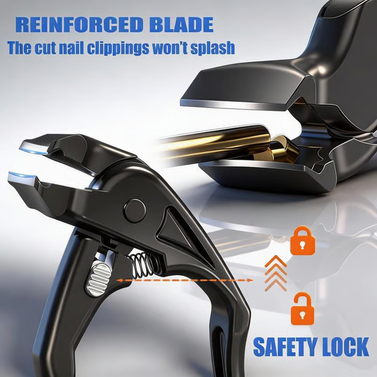 Stainless steel nail clippers with splash guard – Large opening for ingrown nails & foot care ✂️👣