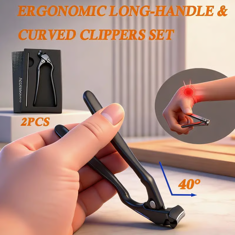 Stainless steel nail clippers with splash guard – Large opening for ingrown nails & foot care ✂️👣