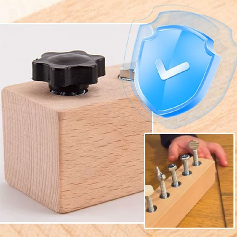 Montessori wooden toy with screw board