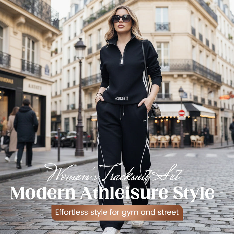 Women's half-zip leisure tracksuit set