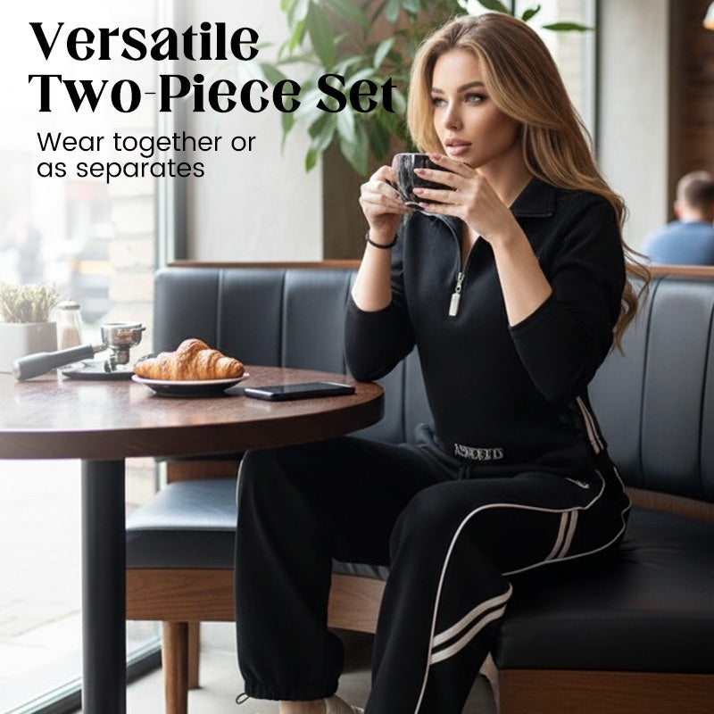 Women's half-zip leisure tracksuit set