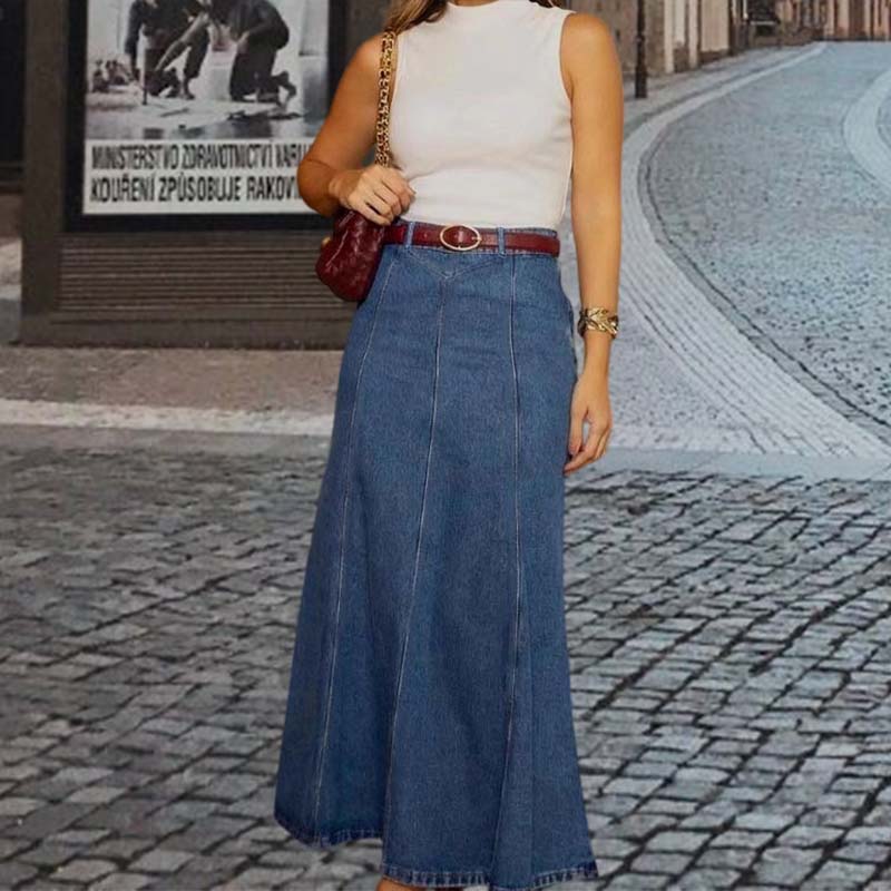 🎁2026 New Arrivals👗Women's Denim Maxi Skirt – High Waist & A-Line Cut