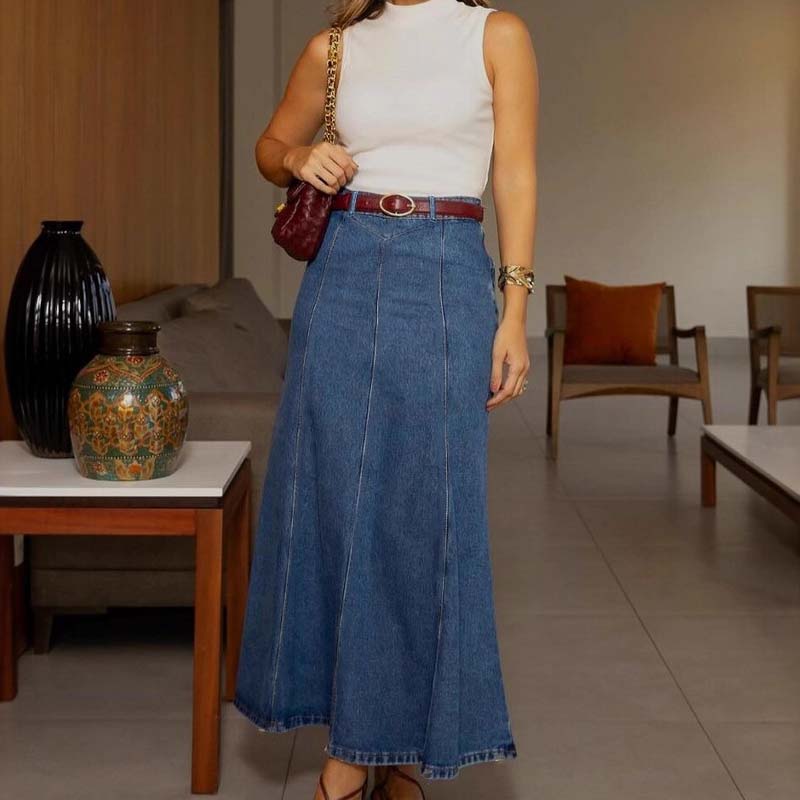 🎁2026 New Arrivals👗Women's Denim Maxi Skirt – High Waist & A-Line Cut