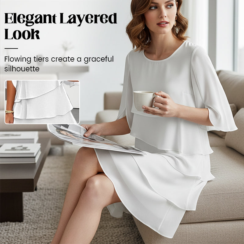 🎁 Women's Elegant Layered Ruffle Sleeve Dress – Effortless Style for Every Occasion 💃