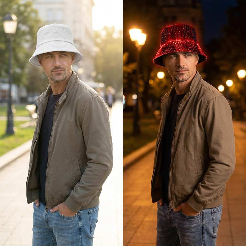💎 50% OFF! 💎 Galowing Fiber Optic Bucket Hat – USB Rechargeable, Multi-Color Light Modes & Enhanced Night Visibility 🌈🧢
