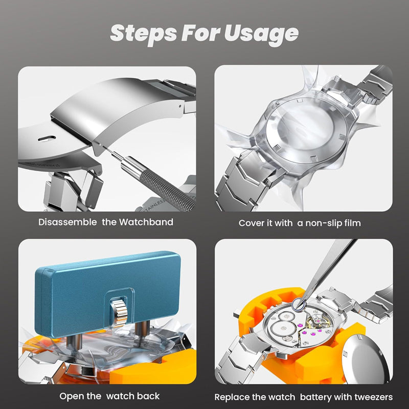 💎 Professional Watch Repair Tool Kit – All-in-One, Precision Stainless Steel Tools for Battery & Band Fixes