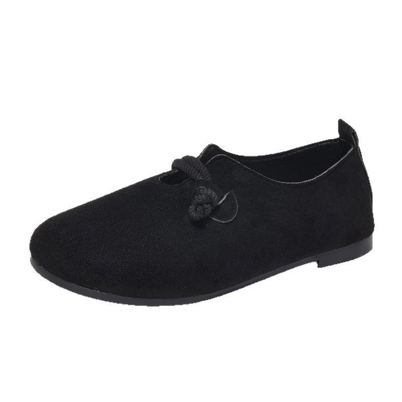 🔥 Slip-On Faux Suede Flats for Women – Timeless Rope Knot Design in Black & Beige 🍂