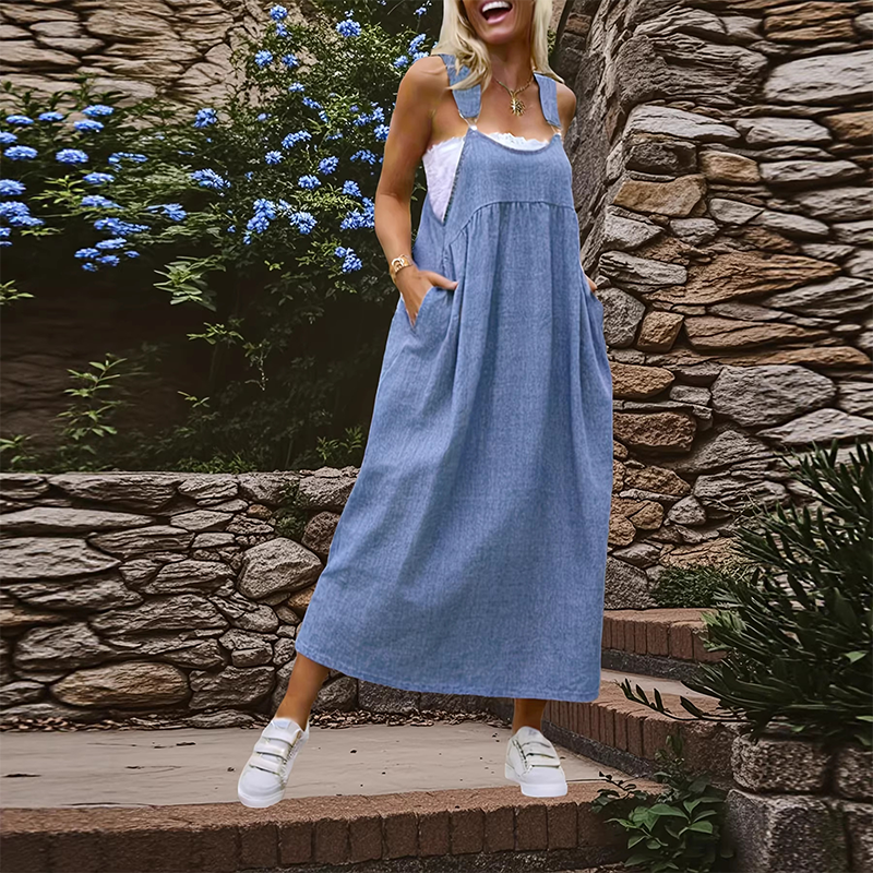👗💙 Women's Denim Overall Skirt – Long Denim Style, Relaxed and Modern, Ideal for Everyday Wear 📦 Free Shipping