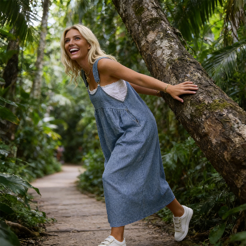 👗💙 Women's Denim Overall Skirt – Long Denim Style, Relaxed and Modern, Ideal for Everyday Wear 📦 Free Shipping