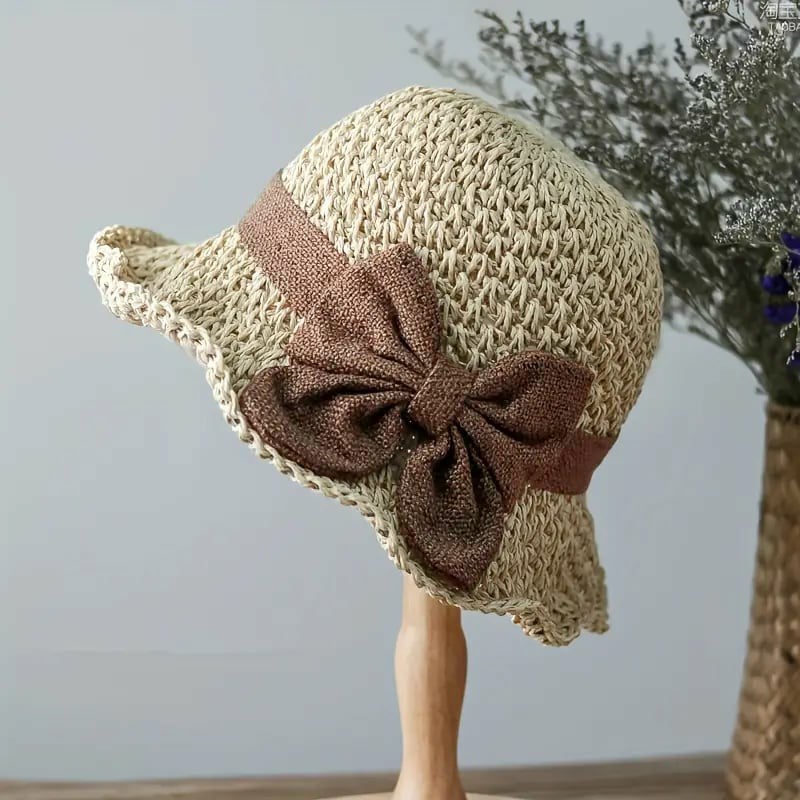 🎀 50% OFF 👒 | Straw hat with a retro bow – Foldable & breathable for summer