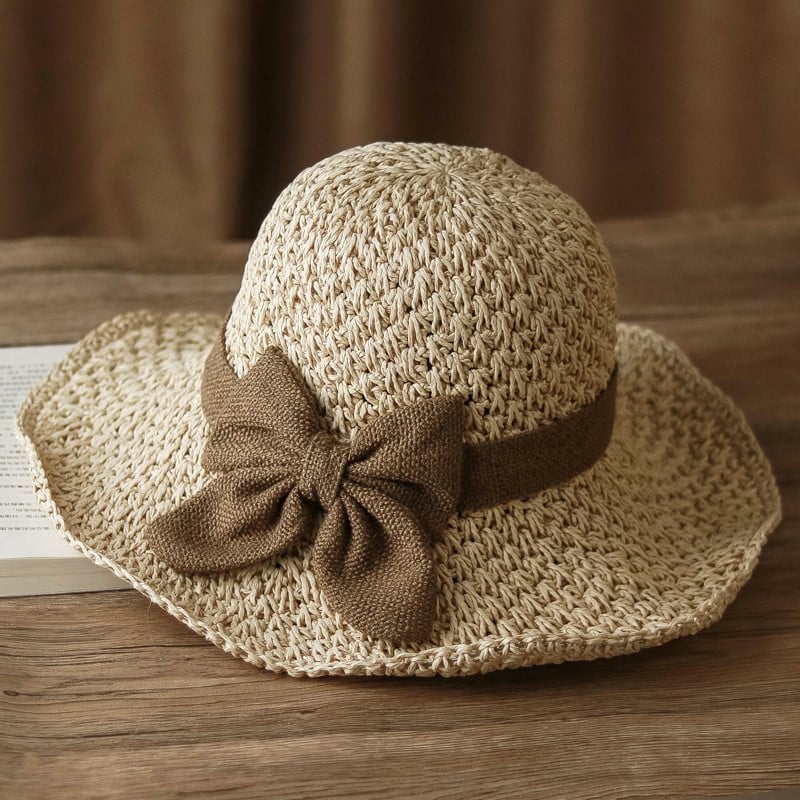 🎀 50% OFF 👒 | Straw hat with a retro bow – Foldable & breathable for summer