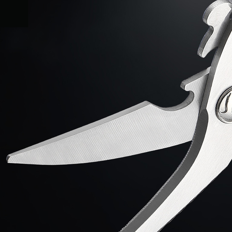 Heavy-Duty Multifunction Kitchen Shears – 4-in-1 Tool with Fish Scaler, Bottle Opener & Safety Lock 🔪