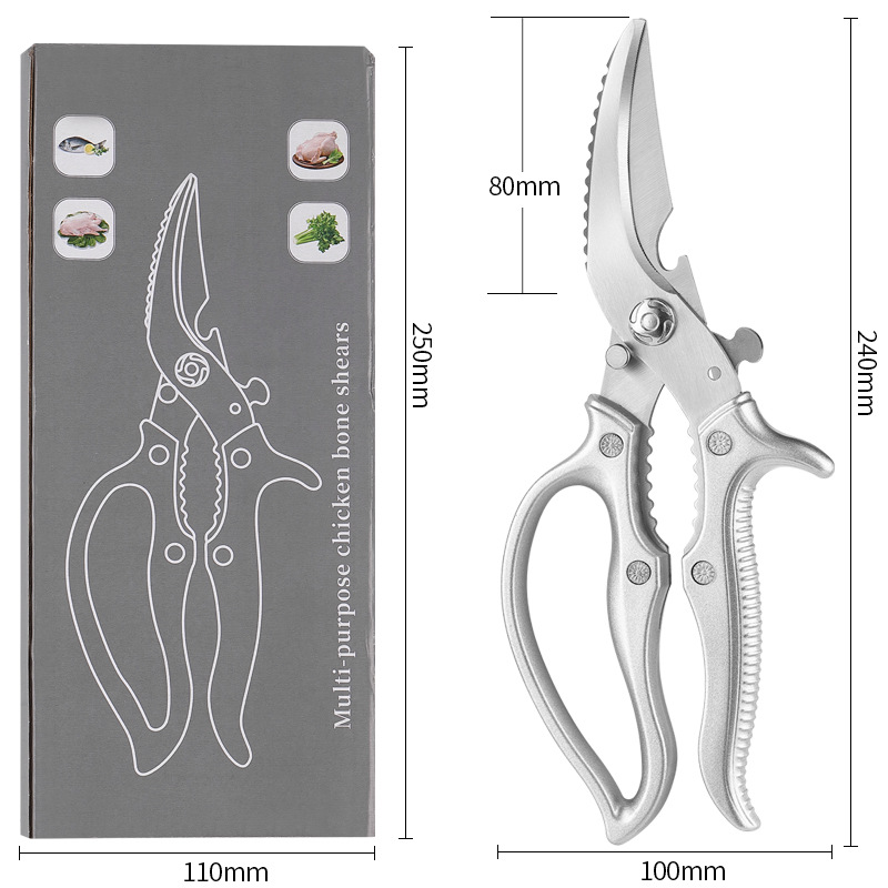 Heavy-Duty Multifunction Kitchen Shears – 4-in-1 Tool with Fish Scaler, Bottle Opener & Safety Lock 🔪