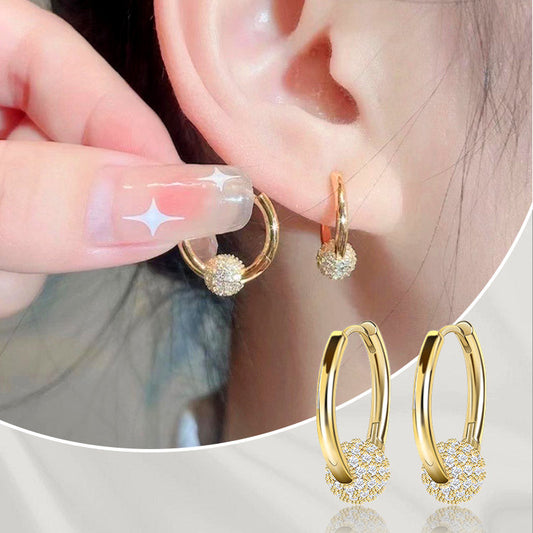 💫 LIMITED-TIME 50% OFF! 💍 Gold Circle Earrings with Small Ball – Delicate, Lightweight & Versatile ✨