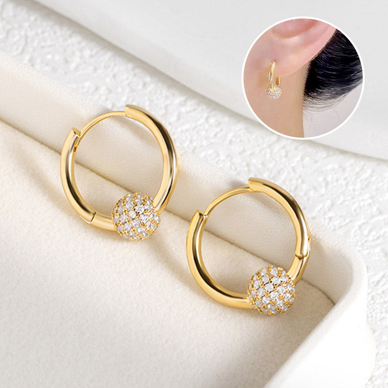 💫 LIMITED-TIME 50% OFF! 💍 Gold Circle Earrings with Small Ball – Delicate, Lightweight & Versatile ✨