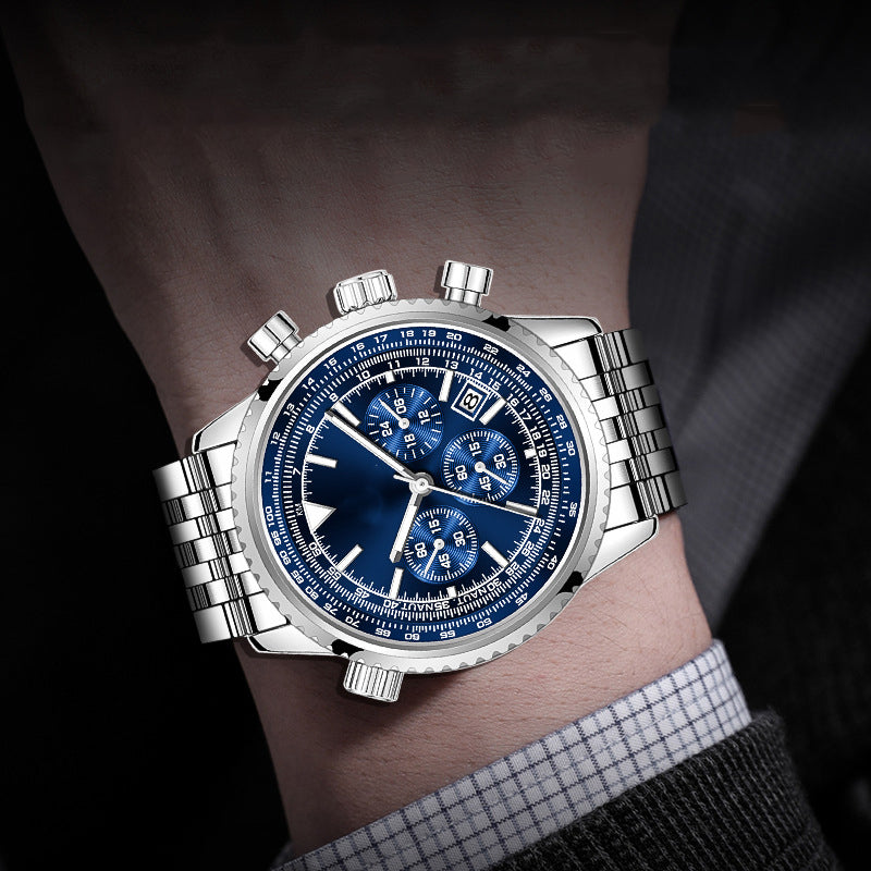 ⌚ LIMITED-TIME 60% OFF! ✨ Men's Classic Multifunctional Business Watch – Stainless Steel, Chronograph, 30M Water Resistant 📅