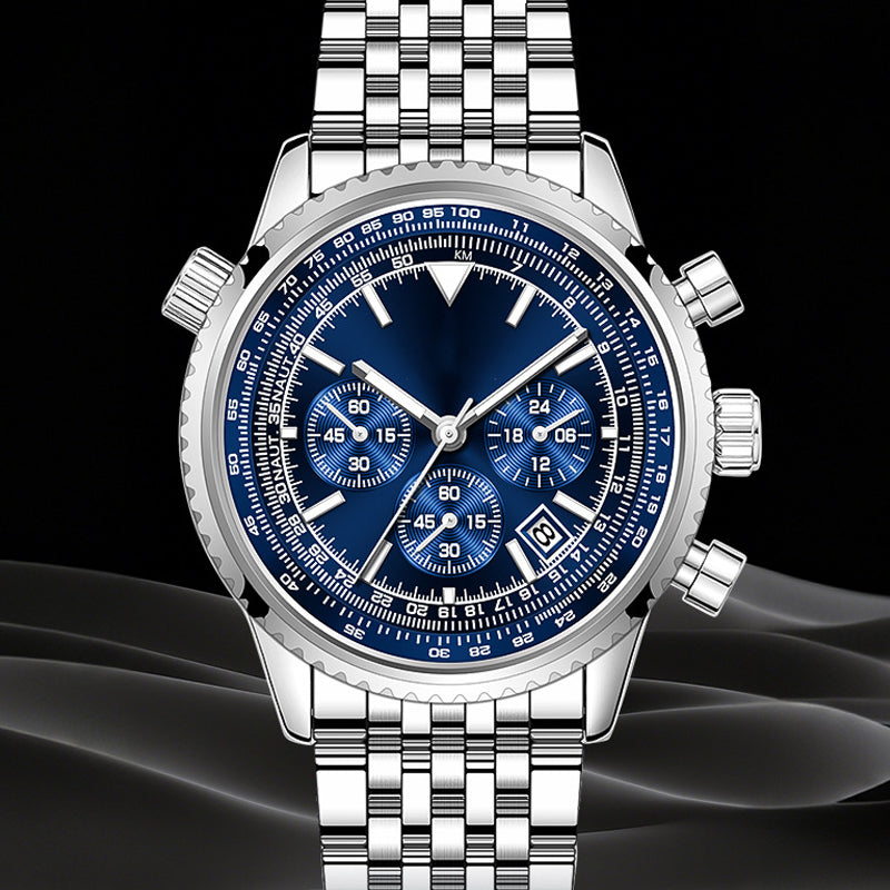 ⌚ LIMITED-TIME 60% OFF! ✨ Men's Classic Multifunctional Business Watch – Stainless Steel, Chronograph, 30M Water Resistant 📅