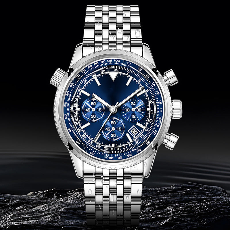 ⌚ LIMITED-TIME 60% OFF! ✨ Men's Classic Multifunctional Business Watch – Stainless Steel, Chronograph, 30M Water Resistant 📅