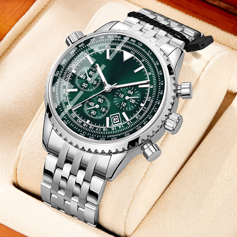 ⌚ LIMITED-TIME 60% OFF! ✨ Men's Classic Multifunctional Business Watch – Stainless Steel, Chronograph, 30M Water Resistant 📅
