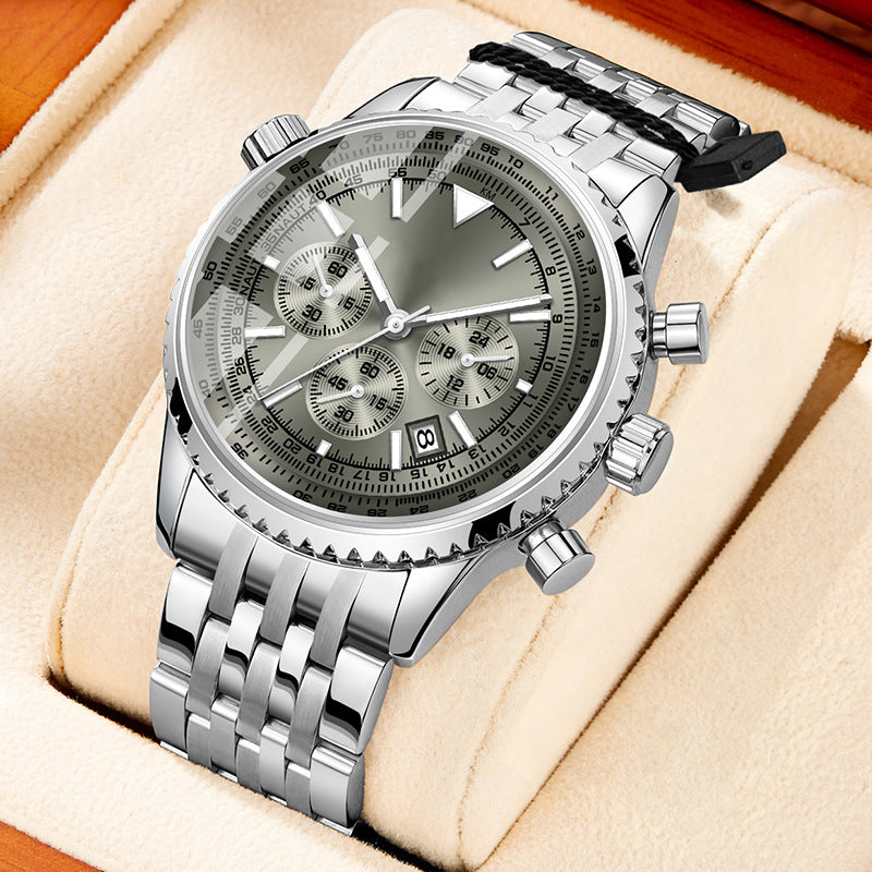 ⌚ LIMITED-TIME 60% OFF! ✨ Men's Classic Multifunctional Business Watch – Stainless Steel, Chronograph, 30M Water Resistant 📅