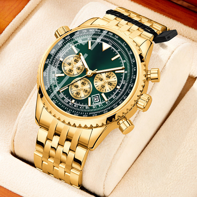 ⌚ LIMITED-TIME 60% OFF! ✨ Men's Classic Multifunctional Business Watch – Stainless Steel, Chronograph, 30M Water Resistant 📅