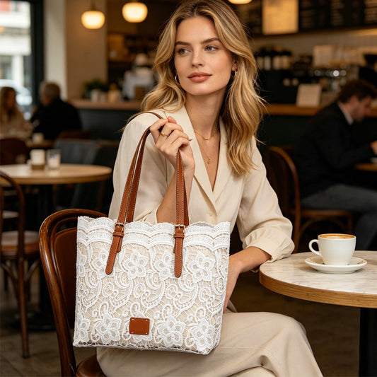 👛 Vintage Lace Shoulder Bag – Elegant, Spacious, Adjustable Strap 💼